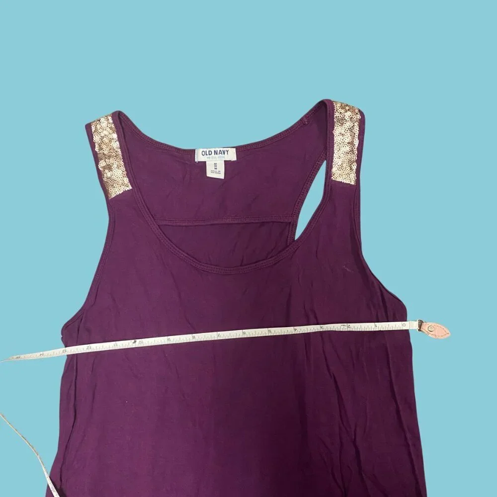 ✨ Old Navy Purple Sequin Strap Tank Top | Size M ✨ - Picture 4 of 7